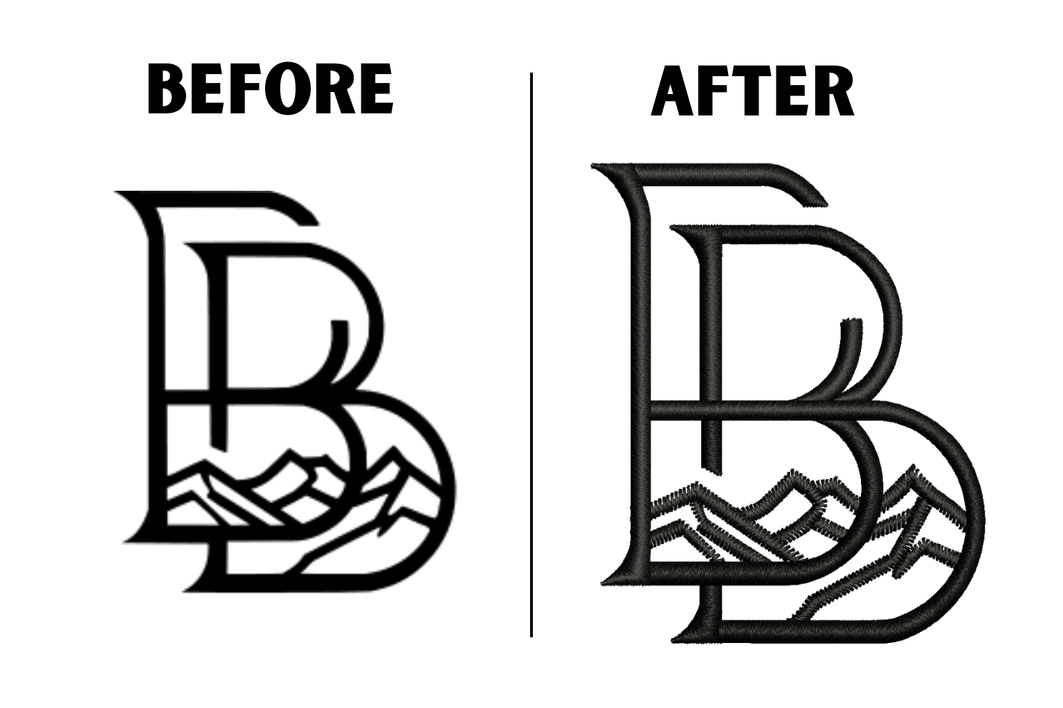 Before and after comparison of 3d puff digitizing