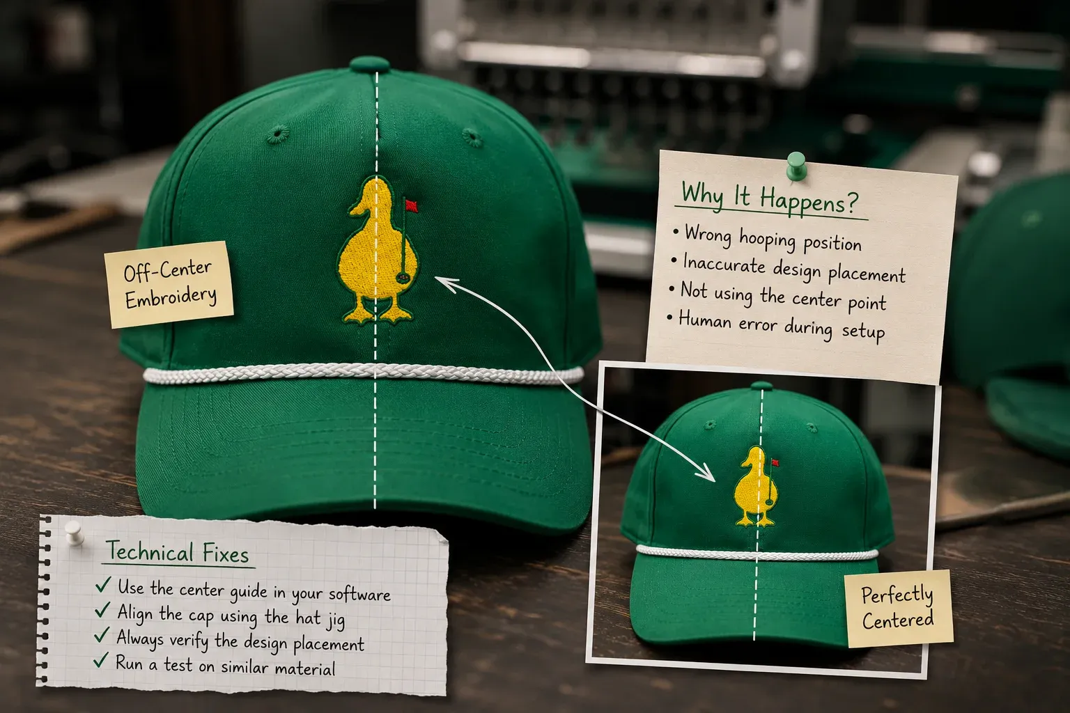 Why Your Cap Embroidery Is Off-Center: The Real Root Cause and Technical Fixes