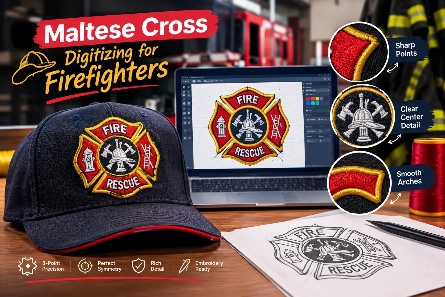 Maltese Cross Digitizing for Firefighters