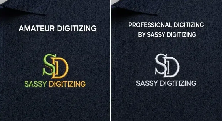 Professional digitizing with proper density, underlay, and stitch direction eliminates all color bleed / Real image